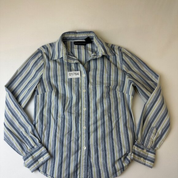 Attention Shirt Womens Medium Striped Button Up Long Sleeve Casual - Picture 2 of 8